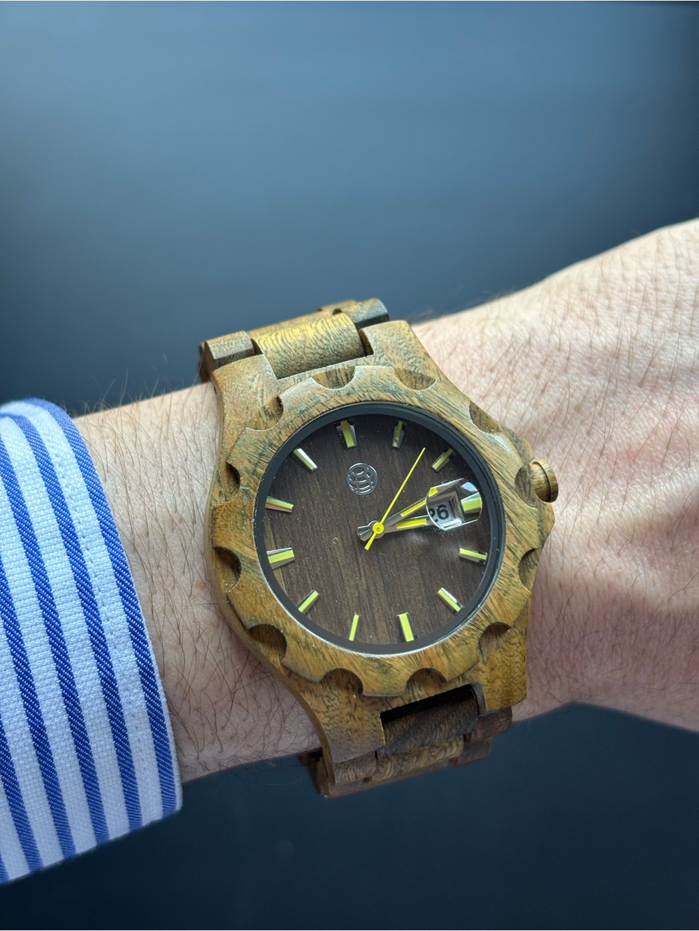 Earth Men's Wooden Watch in Brown with Yellow Accents